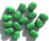 15 14mm Opaque Dark Satin Green Scarab Beetle Beads